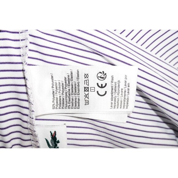 Lacoste Sport Polo Shirt - Men's XXL - Striped Purple & White 🐊 - Picture 10 of 16